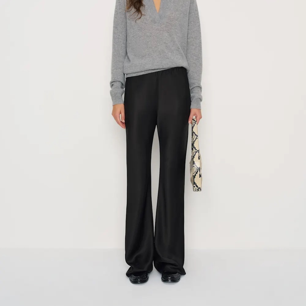 Reformation Gale Satin Mid Rise Bias Pant Black - Size S